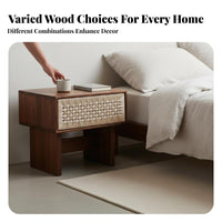 Wabi-Sabi Design Woven-Front Cabinet Retro Aesthetic Wicker Basket Drawer Unit Boho Aesthetic Bedside Table Easy to Care for Guesthouse Operators, Homeowners, Bedroom, Living Room, Hallway, Nursery