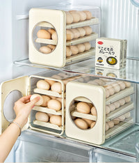 Egg Storage Box with Rolling Dispenser for Refrigerator Door