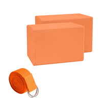Stretching Blocks and Stretching Straps Set Non-Slip for Beginners, Yogis, Home Gym, Travel