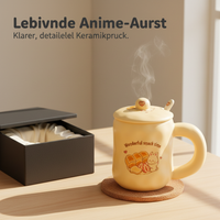 Cute Cartoon Rabbit Ceramic Mug with Lid and Spoon for Coffee and Breakfast