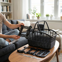 Open-Top Plastic Bike Basket Rectangular Mesh Bike Basket Long-Lasting Lightweight for Grocery Shopping