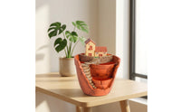 Fairy Garden Pot Indoor Planter with House Sculptural Planter Tabletop Succulent Pot Small for Hobbyists, Desk, Windowsill
