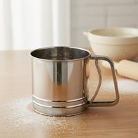 Stainless Steel Flour Sifter Mirror Polished Double Mesh Sifter Container Design Flour Sieve Multi-Functional Kitchen Utensil