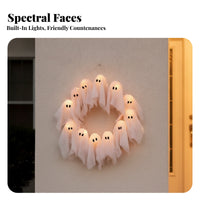 Spooky Light-up Specter Wreath | White Gauze material, Halloween specter Wreath, for Window