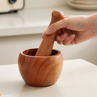 Mortar and Pestle Wooden Mortar and Pestle Set Manual for Home Cooks, Kitchen