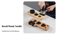 Wooden Espresso Tamping Station Multi-Opening Storage Coffee Tamper Station Organizer Wooden Portafilter Stand Multipurpose