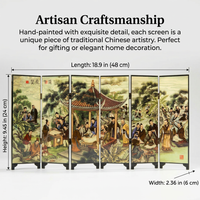 Handmade Chinese Lacquerware Folding Screen with Eight Steeds Painting, Desktop Room Divider for Living Decor and Office Decoration