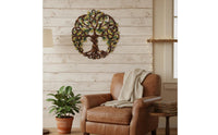 Metal Tree of Existence Wall Art Hollowed-out Design Tree of Existence Wall Decor Lightweight Iron Silhouette Art for Patio