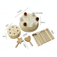 Matte Finish Screen Fun Pretend Pretend Cake Set Wooden Birthday Cake Toy for Display