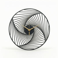 Metal Wall Clock Black Clock with Openwork Frame Modern for Homeowners, Entryway
