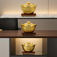 Ceramic Treasure Bowl Prosperity Ceramic Prosperity Bowl Fortunate Treasure Basin with Ingots for Entryway