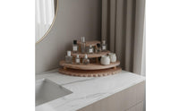 Corner Display Shelf Sturdy Construction 3-Tier Wooden Display Stand Large Capacity Fan-Shaped Organizer Rack for Vanity, Dresser
