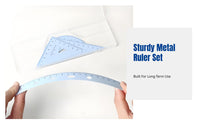Metal Ruler Set, Wave Ruler, Triangle Ruler, Protractor, Student Exam Measurement Tools, Storage Box