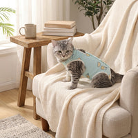 Post Surgery Cat Clothing, Geometric Polyester Recovery Suit, Anti Licking Post Weaning Cat Suit for Cat Recovery, Casual Style Unisex Apparel