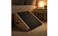 Ribbed Wooden Dog Ramp Staircase Bone-Shaped Handhold Pet Ramp Staircase Sloped Anti-Slip Pet Stairs Floor Protection for Raised Surfaces, Bedside