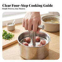 Smooth Metallic-Like Finish Stainless Steel Meatball Maker Easy Cleaning Hand Press Meatball Mold Wide Opening for Food Prep