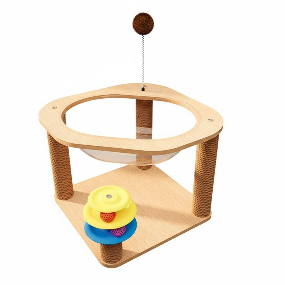 Space Saving Wooden Cat Tree Cozy Resting Area S Clear Capsule Cat Tree Sturdy Construction for Apartment Dwellers, Indoor, Indoors, Bedroom