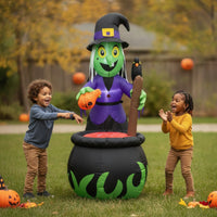 Inflate Inflatable Witch in Pot Outdoor Inflatable Witch and Pot Bright Safe for Yard, Halloween Party