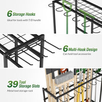 3-Tier Carbon Steel Garden Tool Storage Rack with Adjustable Feet