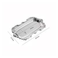 European Design Dessert Plate Mirror Finish Stainless Steel Serving Platter Light Elegant Design Rectangular Decorative Tray for Afternoon Tea