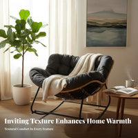 Reclining Function paddinged Lounger with Footrest Ergonomic Design Sleigh Base Recliner Modern design Rocking Chair Comfortable Headrest for Seniors, Readers, Homeowners, Balcony, Living Room, perusing alcove, Bedroom
