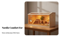Top-Opening Lid Quail Brooder Box Well-Ventilated Wooden Hamster Enclosure Spacious Interior Solid Wood Pet Habitat for Breeders