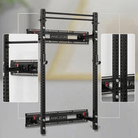 Wall-Mounted Squat Rack Space-Saving Folding Squat Rack Compact Fitness Equipment for Home Gym Owners, Strength Training