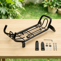 Black Motorcycle Middle Rack Steel Motorcycle Rack with Spring Clips Sturdy Stable for Motorcycles, Commuting