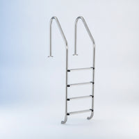 Drill-No-Drill Stainless Steel Pool Ladder Polished 4-Step Pool Ladder Easy to Install Long-Lasting for Homeowners