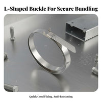 100 Pieces Stainless Steel Cord Tie Rust-Resistant Stainless Steel Zip Tie Angled Buckle Metal Strap