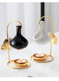 Gold Maple Leaf Hanging Incense Burner Creative Aromatherapy Oil Lamp Candle Warmer