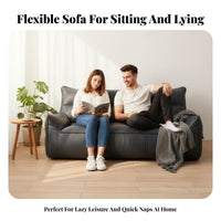 Lazy Sofa Double woven mat Lounger Lounge and Sleep Upholstered Floor Lounger stylish aesthetic Living Room Seating convertable Design for two people, Young Adults, Students, Bedroom, Balcony, Small Apartment