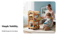 Foldable Design Foldable Multi-Tier Trolley Mobile with casters 3-Tier Foldable Cart Multifunction Household Storage No Installation Required for Office Workers, Homeowners, Living Room, Bedroom, Kitchen, Bathroom