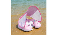 Inflatable Baby Pool Flotation Device with Canopy Sun Protection Baby Swim Flotation Device with Canopy Detachable Adjustable for Children, Beach