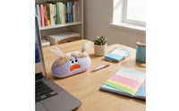 Faux Fabric Soft Pencil Case Embroidered Cartoon Pencil Case Oval Zipper Pen Bag Soft