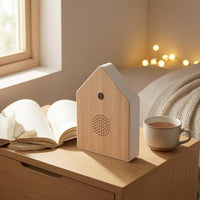 Compact House-Shaped Sound Machine White birdSong Sound Machine Sensor Window Indoor Device Side Buttons