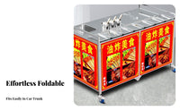 Multi-Functional Foldable Snack Cart Large Storage Capacity Night Market Push Cart Stainless Steel Vending Stall for Street Vendors, Small Business Owners, Caterers, Outdoor Events, Roadside