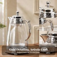 Transparent Decorative Serving Jug Embossed Glass Jug with Lid