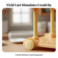 Cute Design Dollhouse Food Trolley Realistic Feature 1:12 Scale Serving Cart Two-Tier Miniature Dining Cart Multi-Use for Collectors, Kids