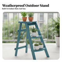 Three-Tier Ladder Plant Stand Folding Design Three-Tier Ladder Shelf Retro and Design Planter Organizer for Gardeners, Homeowners, Balcony, Courtyard