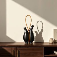 Resin Vase with Handle Sculptural Double Bottle Vase Lightweight for Living Room, Bookshelf