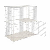 Large Space Multi-Level Cat Kennel Sturdy Construction Multi-Level Wire Kennel Easy to Clean Pet Enclosure Wheeled Base for Dog Owners, Indoor, Living Room, Bedroom, Apartment
