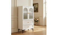 Storage Cabinet with Glass Doors Freestanding Storage Cabinet with Drawers Contemporary Cabinet for Bedroom, Living Room, Entryway