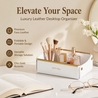 Faux Leather Storage Tray, Foldable Sundries Organizer Tray, Luxury Printed Bedroom Vanity Tray, Multifunctional Desk Storage for Cosmetics & Snacks