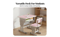Safe Design Kids Desk and Chair Set Long-Lasting Steel Frame Adjustable Study Desk Easy to Assemble Adjustable Height Study Table Large Desktop for Students, Girls, Parents, Bedroom, School, Homeschooling, Classroom
