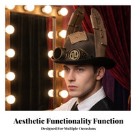 Black and Gold Steampunk Hat Headwear Structured Crown Steampunk Costume Hat for Adults