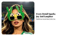Yellow Edging Brazil Football Glasses Rectangular Lenses Hand Sign Glasses Oversized Frame Themed Eyeglasses Lightweight