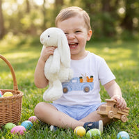 T-Shirt and Shorts Set Skin-Friendly Boys Easter Outfit Elastic Waist Striped Shorts and Tee Set for Young Children, Infants, Summer, Holiday Party