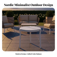 4 Pieces Nordic & design 4-Piece Woven Lounge Furniture Modern Design Patio Seating Set weather-resistant Outdoor Furnishing long-lasting Construction for Families, hosts, homeowners, Balcony, rearyard, Porch, waterside