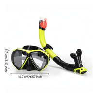 Tempered Glass Snorkel Mask with Snorkel Tube Wide View Goggles Splashproof Eyewear Easy to Breathe for Snorkelers, Adults, Beach, Travel